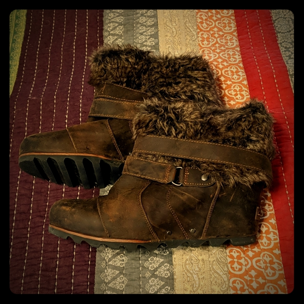Sorel Joan of Arctic faux fur wedge bootie